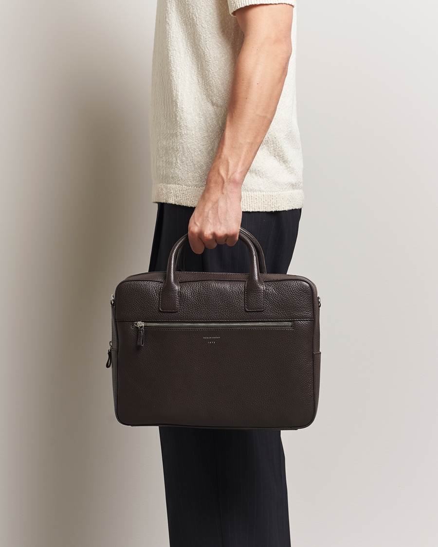 Herre | Tiger of Sweden Beckholmen Leather Briefcase Dark Brown | Tiger of Sweden | Beckholmen Leather Briefcase Dark Brown