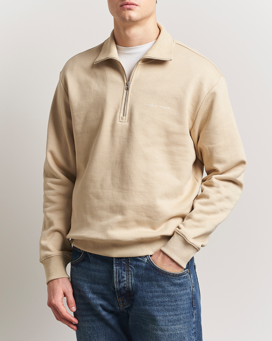 Herre | Gensere | Tiger of Sweden | Marlon Half Zip Sweatshirt Practical Beige