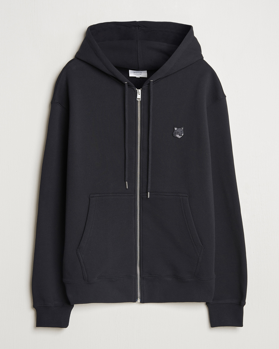 Herre | Gensere | Maison Kitsuné | Tonal Fox Head Full Zip Hoodie Black