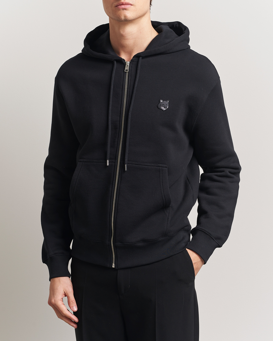 Herre | Gensere | Maison Kitsuné | Tonal Fox Head Full Zip Hoodie Black