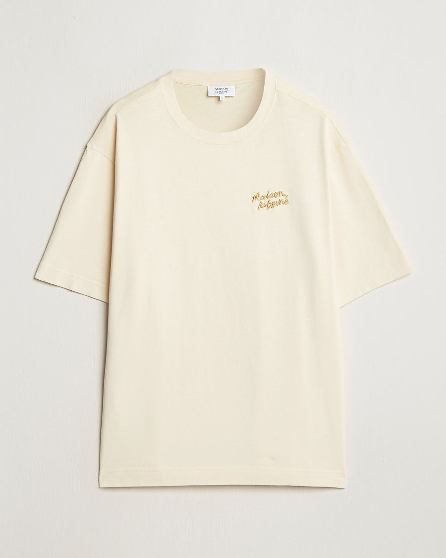 Herre | T-Shirts | Maison Kitsuné | Handwriting Embroidery T-Shirt Alabaster