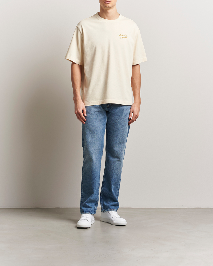 Herre | T-Shirts | Maison Kitsuné | Handwriting Embroidery T-Shirt Alabaster