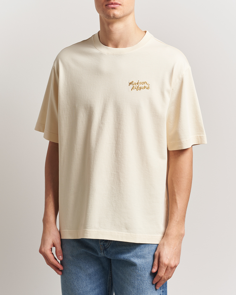 Herre | T-Shirts | Maison Kitsuné | Handwriting Embroidery T-Shirt Alabaster