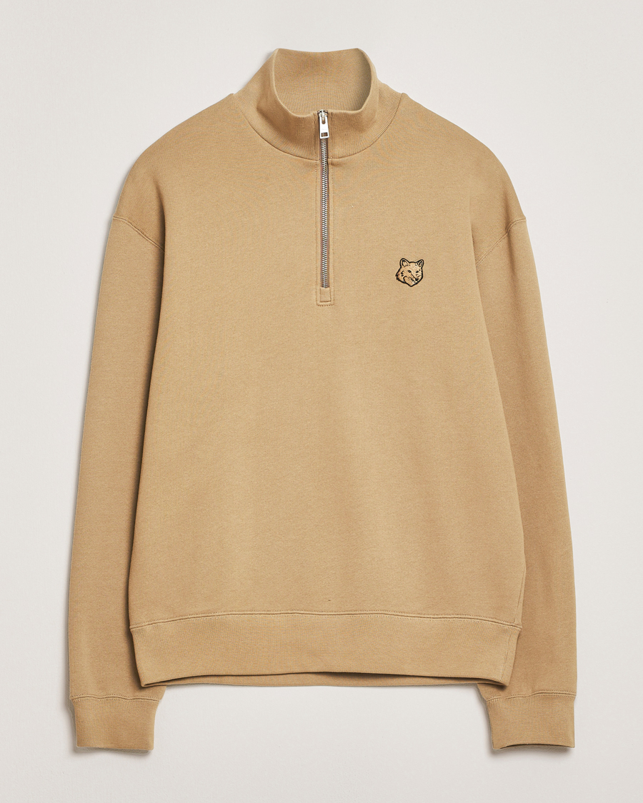 Herre | Gensere | Maison Kitsuné | Tonal Fox Head Half Zip Sweatshirt Cardamon