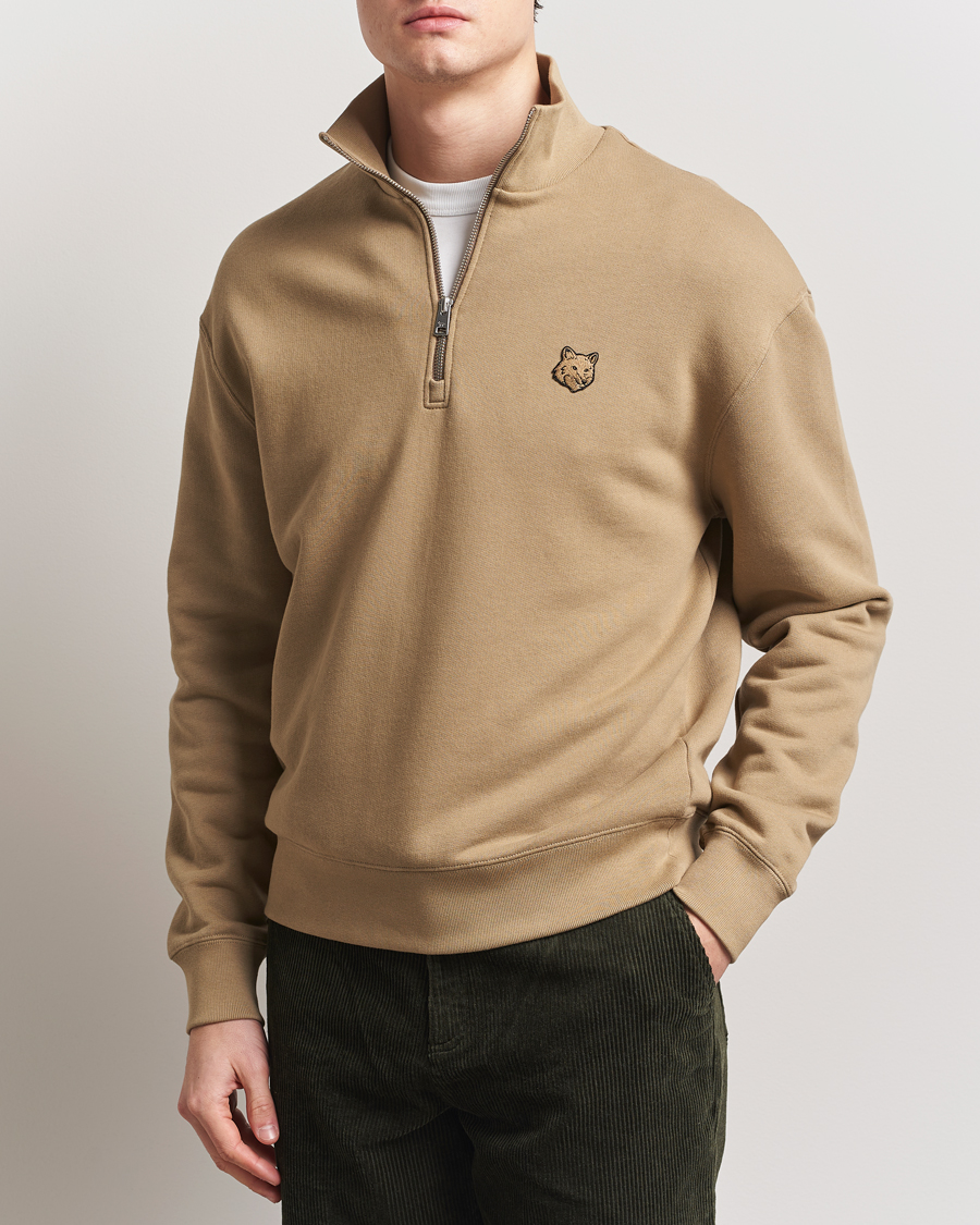 Herre | Gensere | Maison Kitsuné | Tonal Fox Head Half Zip Sweatshirt Cardamon