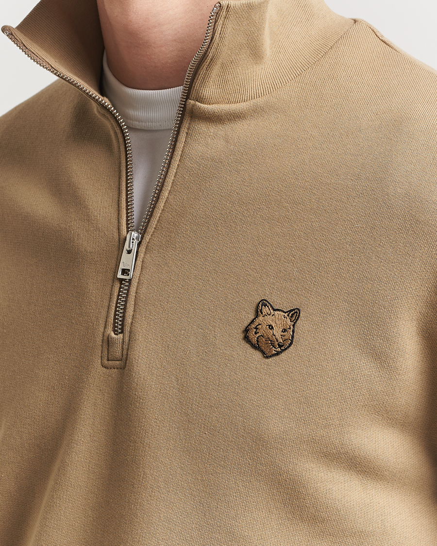 Herre | Gensere | Maison Kitsuné | Tonal Fox Head Half Zip Sweatshirt Cardamon