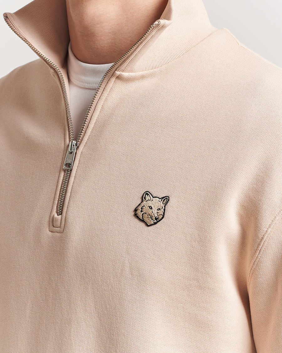 Herre | Gensere | Maison Kitsuné | Tonal Fox Head Half Zip Sweatshirt Smoke Beige