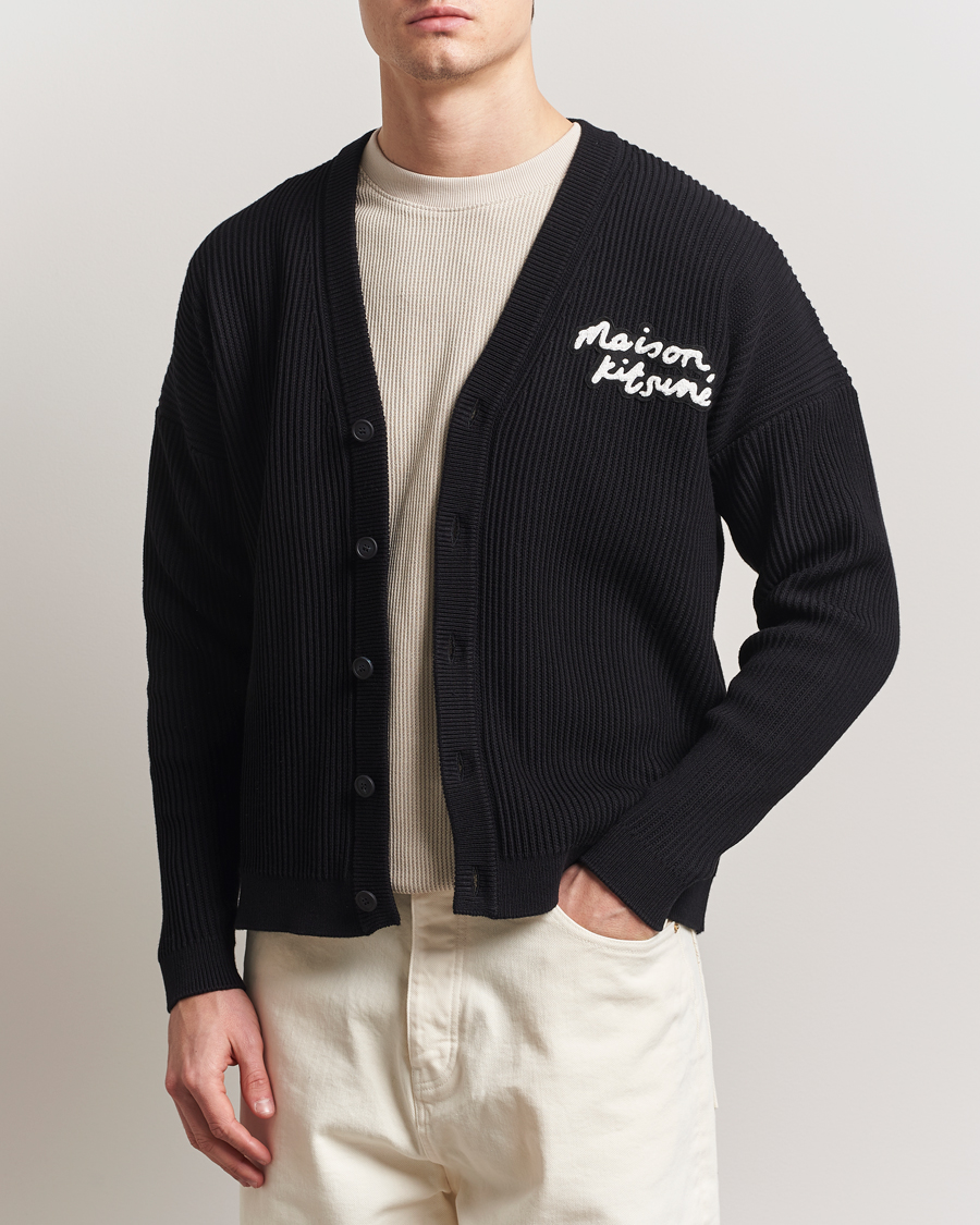 Herre | Gensere | Maison Kitsuné | Handwriting Rib Knitted Cardigan Black