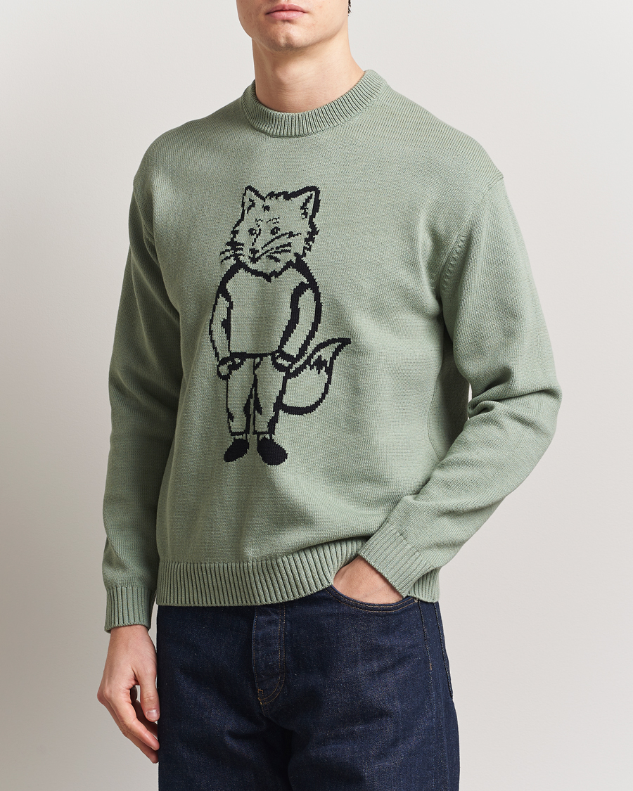 Herre | Gensere | Maison Kitsuné | Dressed Fox Knitted Sweater Vert De Gris