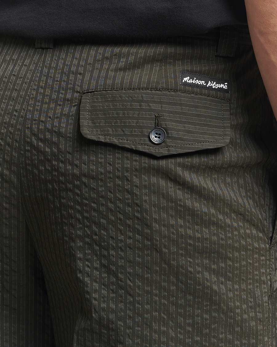 Herre | Bukser | Maison Kitsuné | Relaxed Seersucker Pleated Trousers Ranger Green