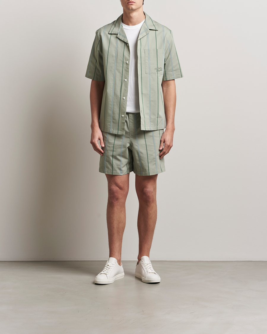Herre | Shorts | Maison Kitsuné | Resort Striped Drawstring Shorts Vert De Gris