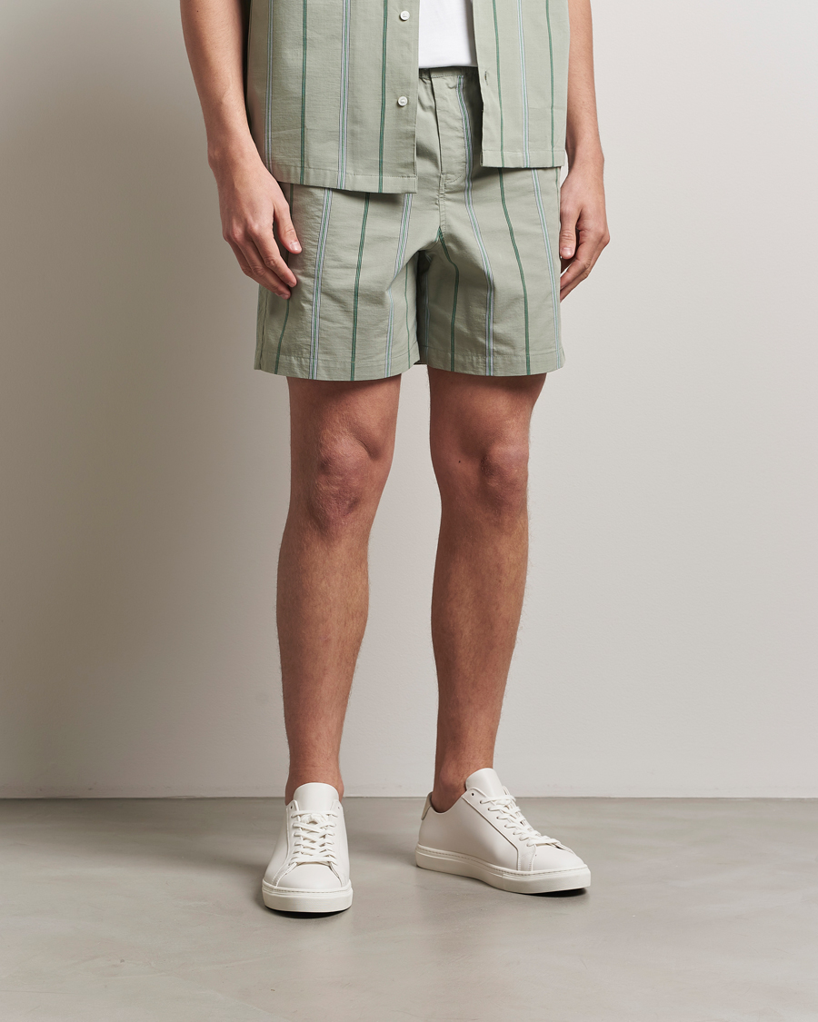 Herre | Shorts | Maison Kitsuné | Resort Striped Drawstring Shorts Vert De Gris