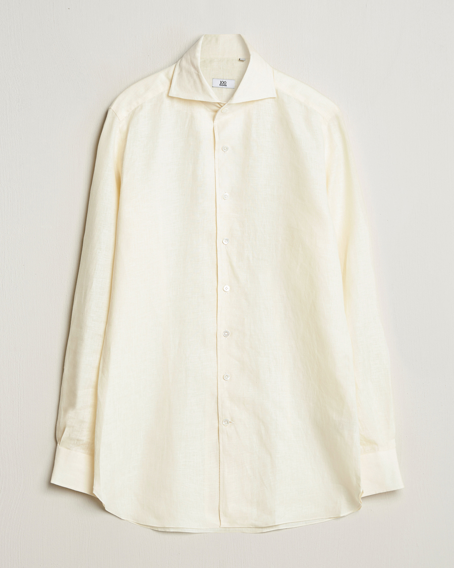 Herre | Skjorter | 100Hands | Cut Away Linen Shirt Light Yellow