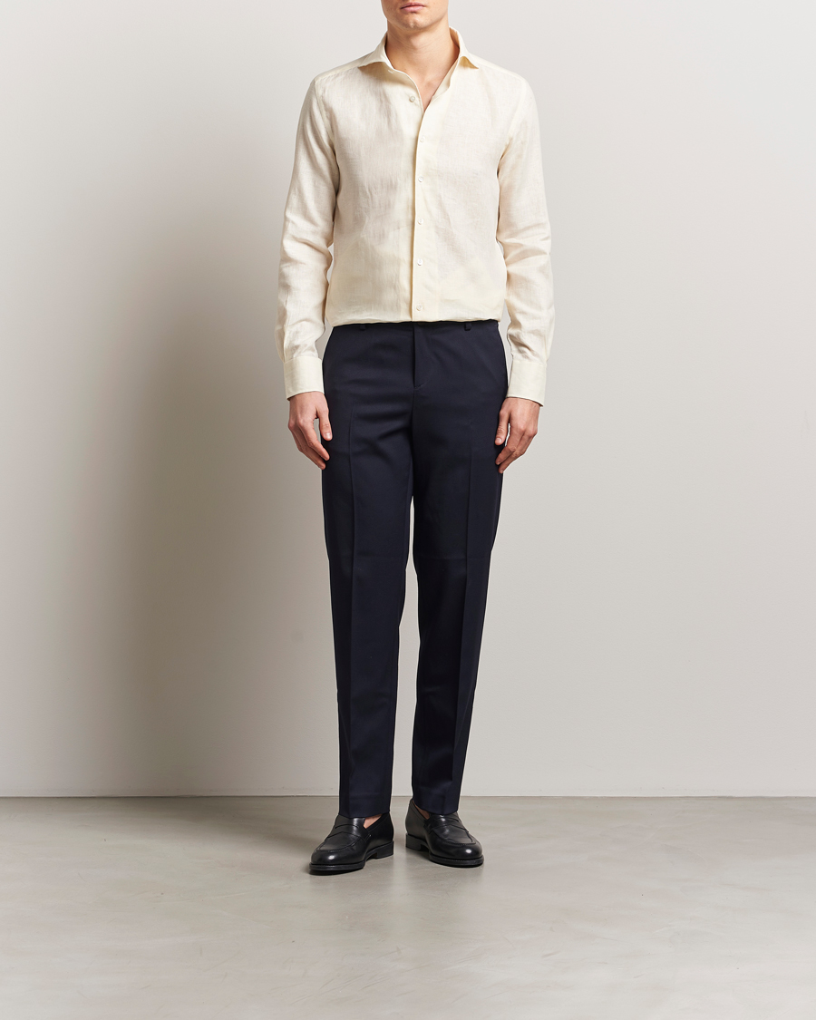 Herre | Skjorter | 100Hands | Cut Away Linen Shirt Light Yellow