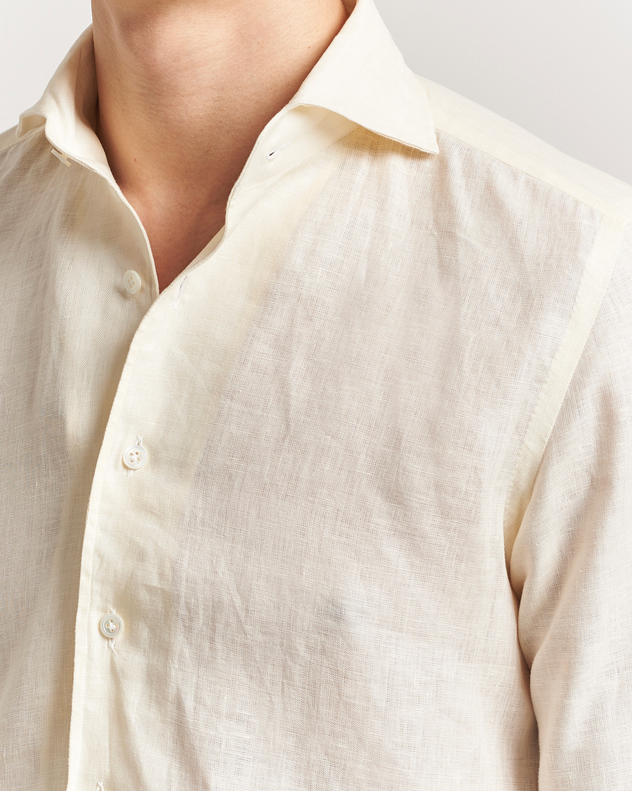 Herre | Skjorter | 100Hands | Cut Away Linen Shirt Light Yellow