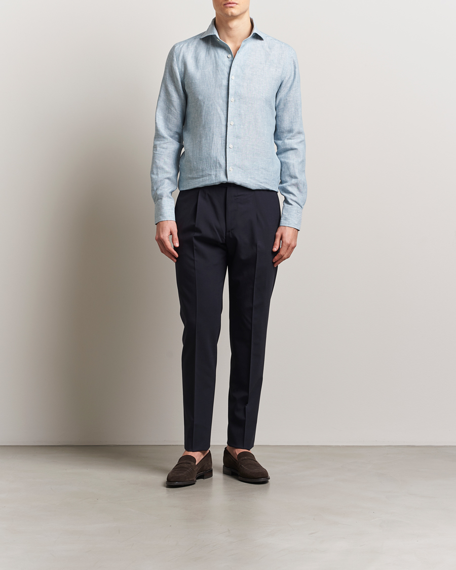 Herre | Skjorter | 100Hands | Cut Away Linen Shirt Blue