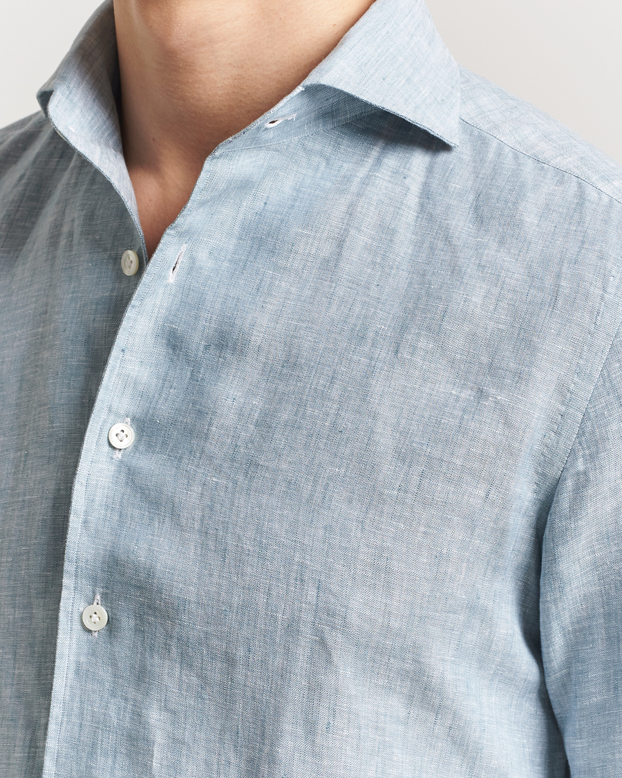 Herre | Skjorter | 100Hands | Cut Away Linen Shirt Blue