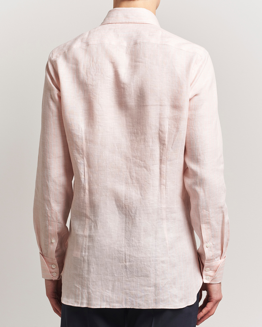 Herre | Skjorter | 100Hands | Cut Away Double Cuff Striped Linen Shirt Pink