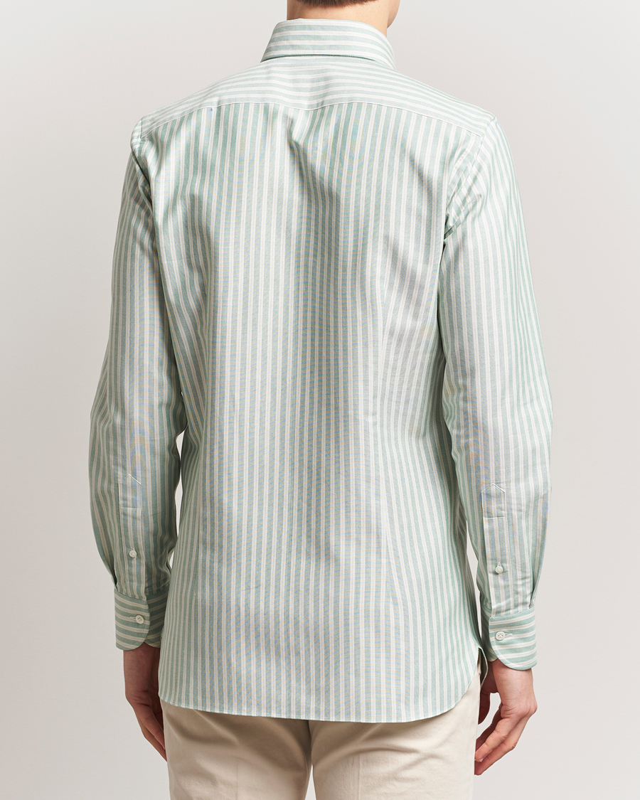 Herre | Skjorter | 100Hands | Striped Japan Oxford Button Under Shirt Green