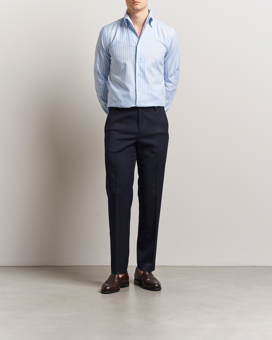 Herre | Skjorter | 100Hands | Striped Button Down Oxford Shirt Blue