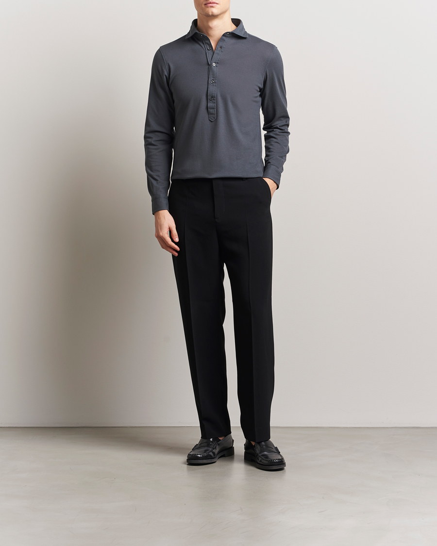 Herre | Skjorter | Gran Sasso | Popover Shirt Charcoal
