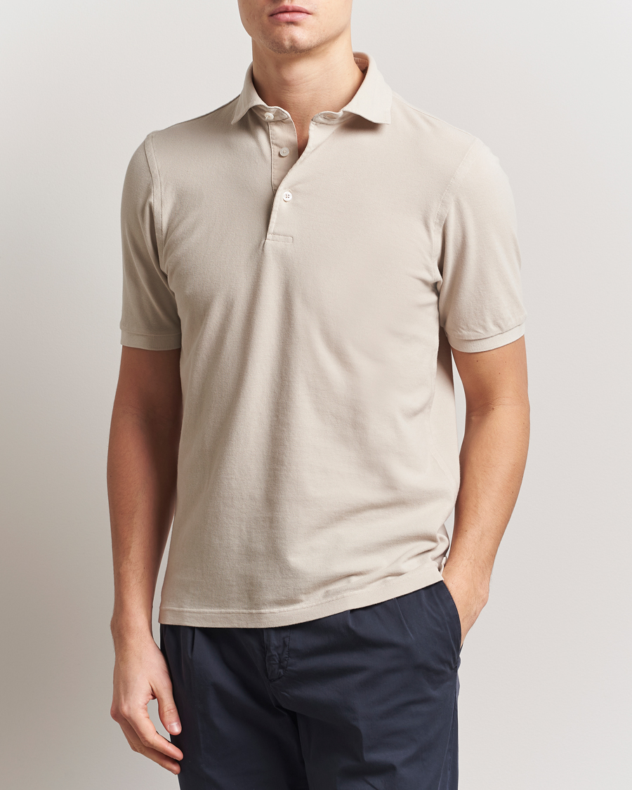 Herre | Pikéer | Gran Sasso | Washed Polo Beige Melange