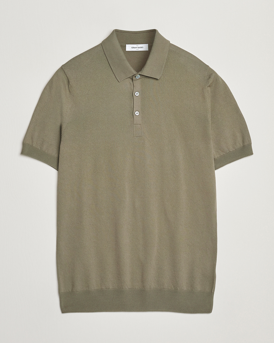 Herre | Pikéer | Gran Sasso | Cotton Knitted Polo Olive Melange