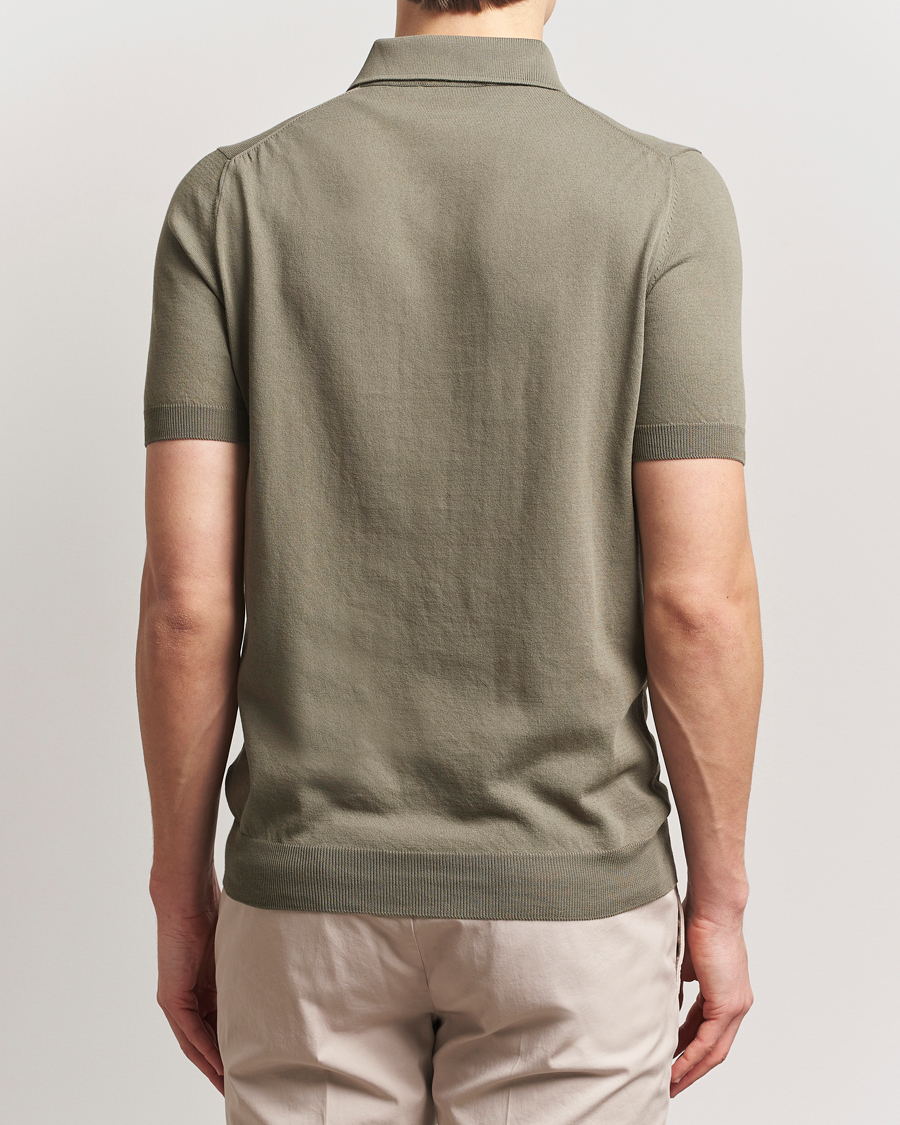Herre | Pikéer | Gran Sasso | Cotton Knitted Polo Olive Melange