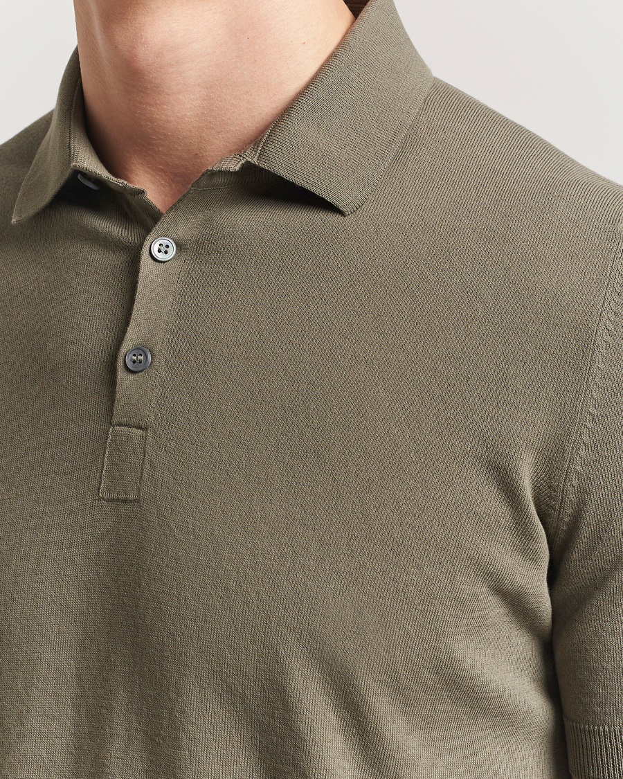 Herre | Pikéer | Gran Sasso | Cotton Knitted Polo Olive Melange