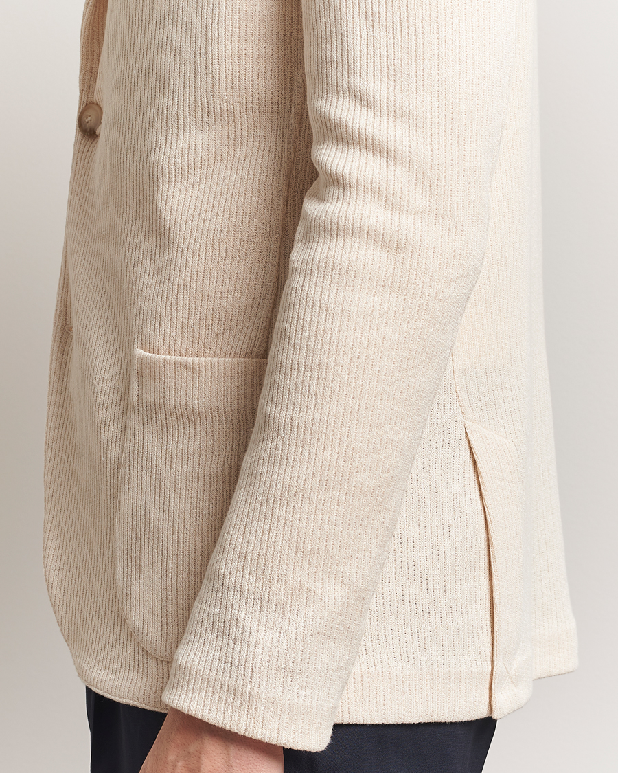 Herre | Dressjakker | Gran Sasso | Linen/Cotton Knitted Blazer Cream