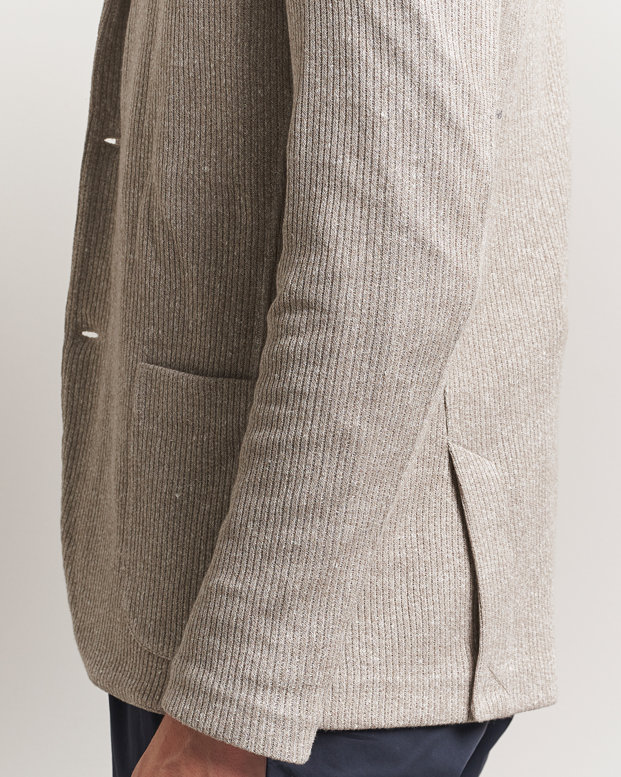 Herre | Dressjakker | Gran Sasso | Linen/Cotton Knitted Blazer Beige Melange