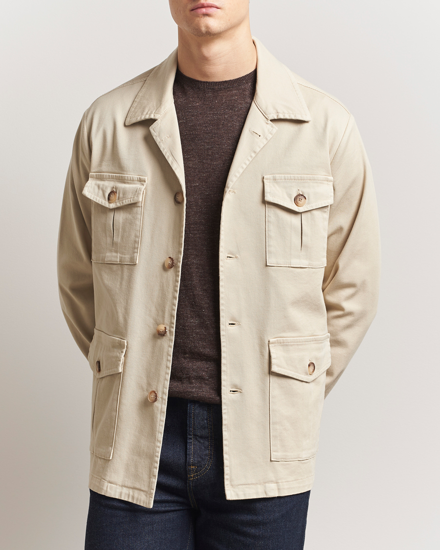 Herre | Jakker | Gran Sasso | Cotton Twill Safari Jacket Beige
