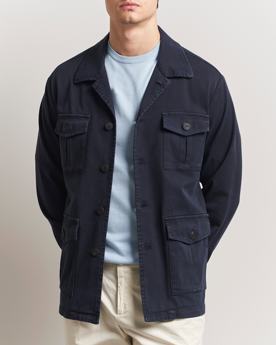 Herre | Jakker | Gran Sasso | Cotton Twill Safari Jacket Navy
