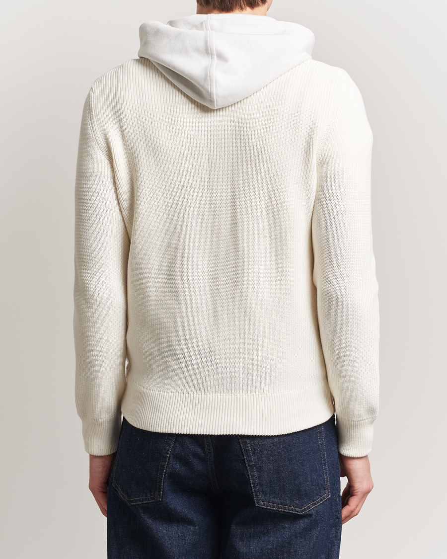 Herre | Gensere | Gran Sasso | Cotton Knitted Full Zip Hoodie Cream