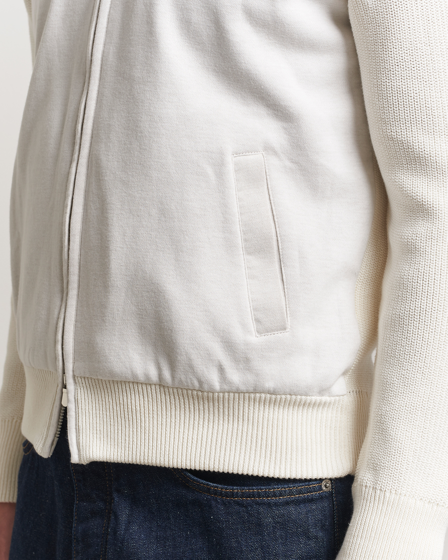 Herre | Gensere | Gran Sasso | Cotton Knitted Full Zip Hoodie Cream
