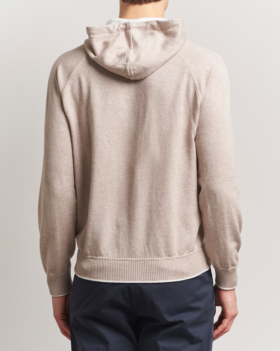 Herre | Gensere | Gran Sasso | Cotton/Cashmere Knitted Hooded Full Zip Beige