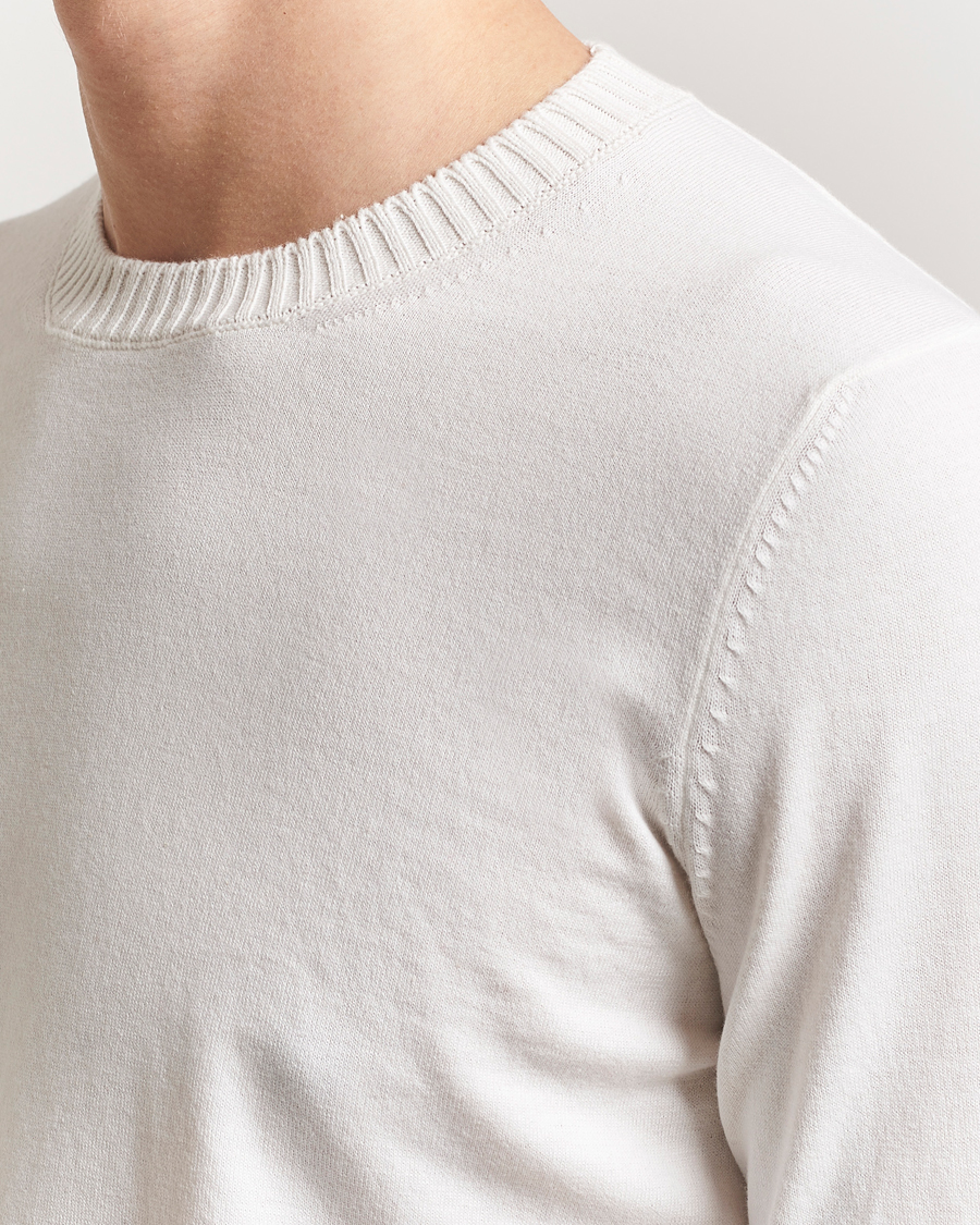 Herre | Gensere | Gran Sasso | Cotton/Cashmere Knitted Crew Neck Sweater Cream Melange