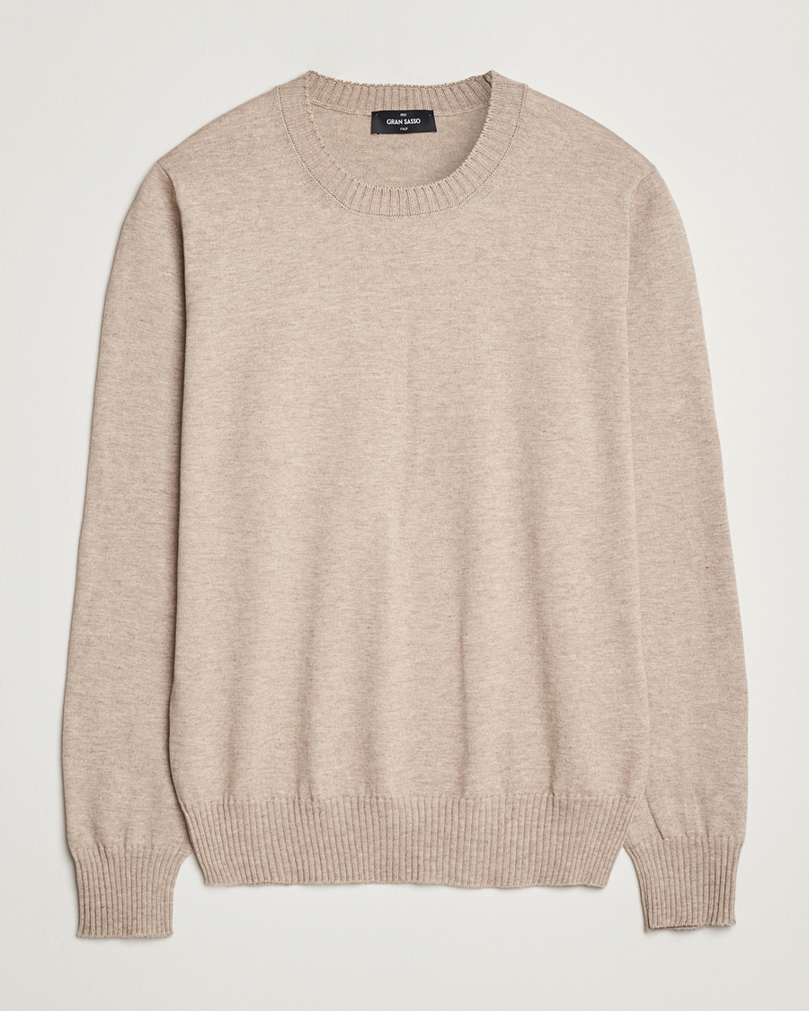 Herre | Gensere | Gran Sasso | Cotton/Cashmere Knitted Crew Neck Sweater Beige Melange