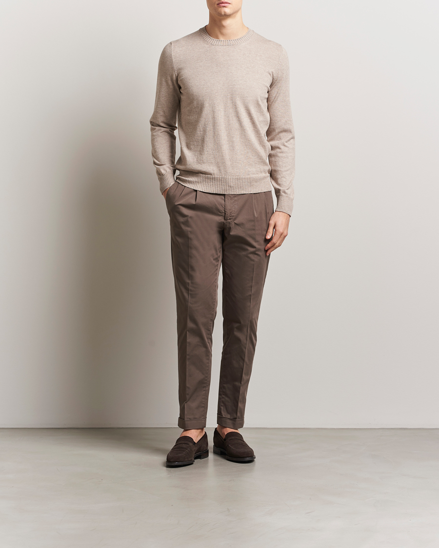 Herre | Gensere | Gran Sasso | Cotton/Cashmere Knitted Crew Neck Sweater Beige Melange