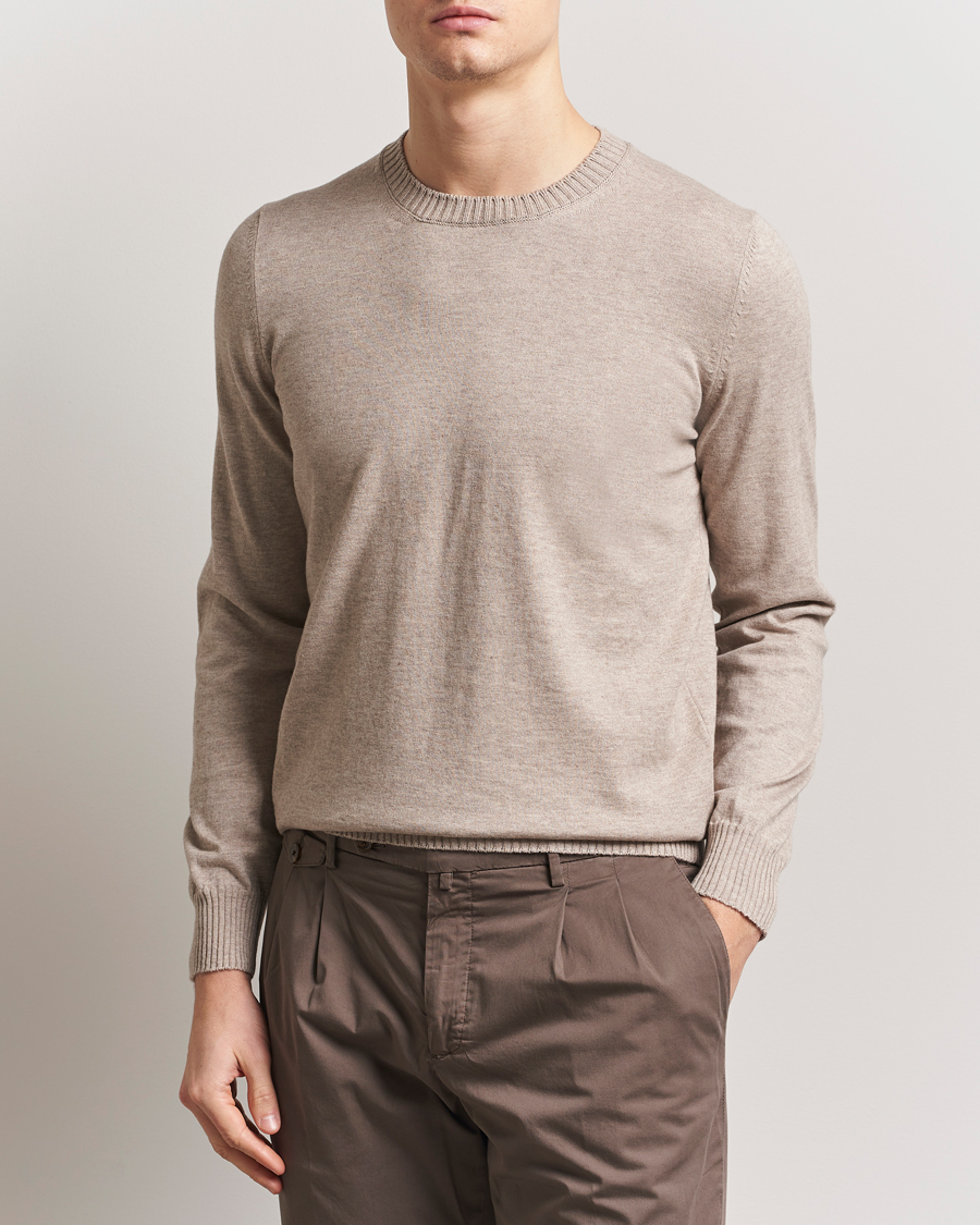 Herre | Gensere | Gran Sasso | Cotton/Cashmere Knitted Crew Neck Sweater Beige Melange
