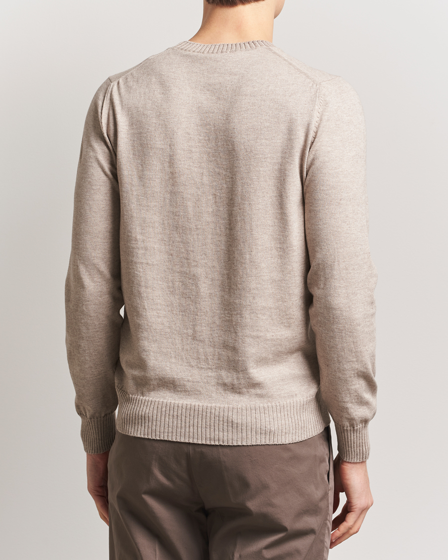 Herre | Gensere | Gran Sasso | Cotton/Cashmere Knitted Crew Neck Sweater Beige Melange