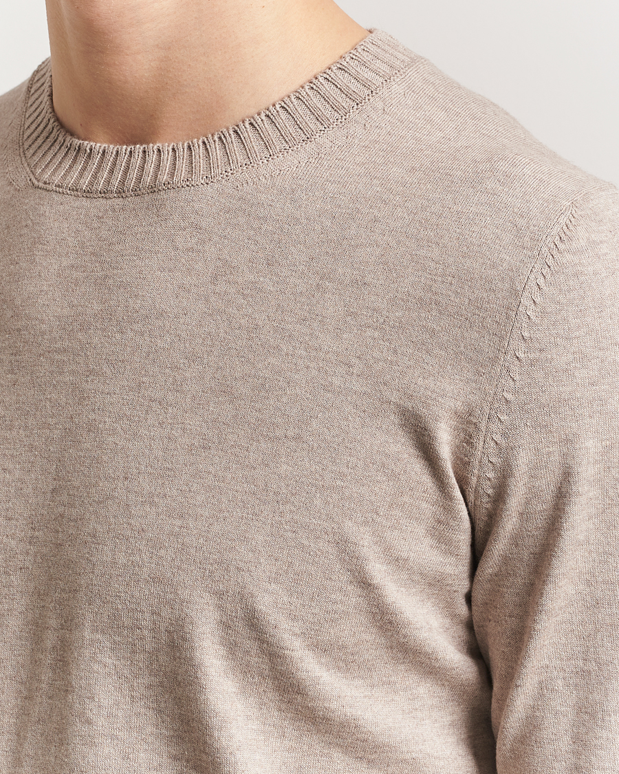 Herre | Gensere | Gran Sasso | Cotton/Cashmere Knitted Crew Neck Sweater Beige Melange