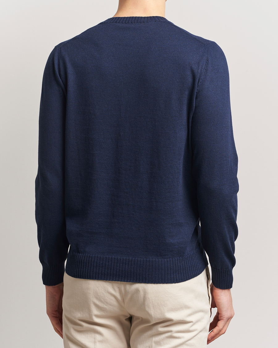 Herre | Gensere | Gran Sasso | Cotton/Cashmere Knitted Crew Neck Sweater Navy Melange
