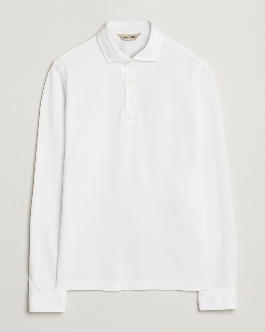 Herre | Pikéer | Gran Sasso | Washed Long Sleeve Polo White