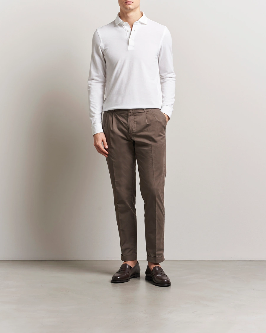 Herre | Pikéer | Gran Sasso | Washed Long Sleeve Polo White