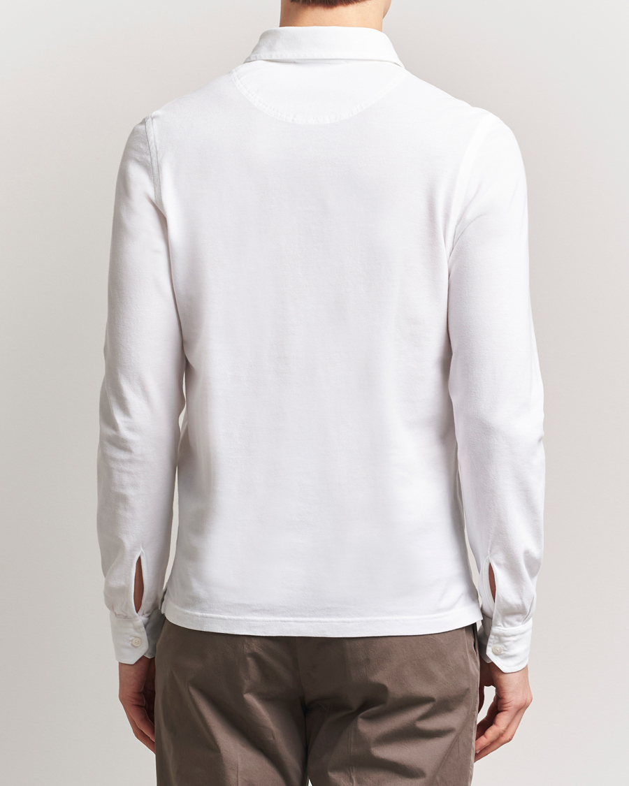 Herre | Pikéer | Gran Sasso | Washed Long Sleeve Polo White