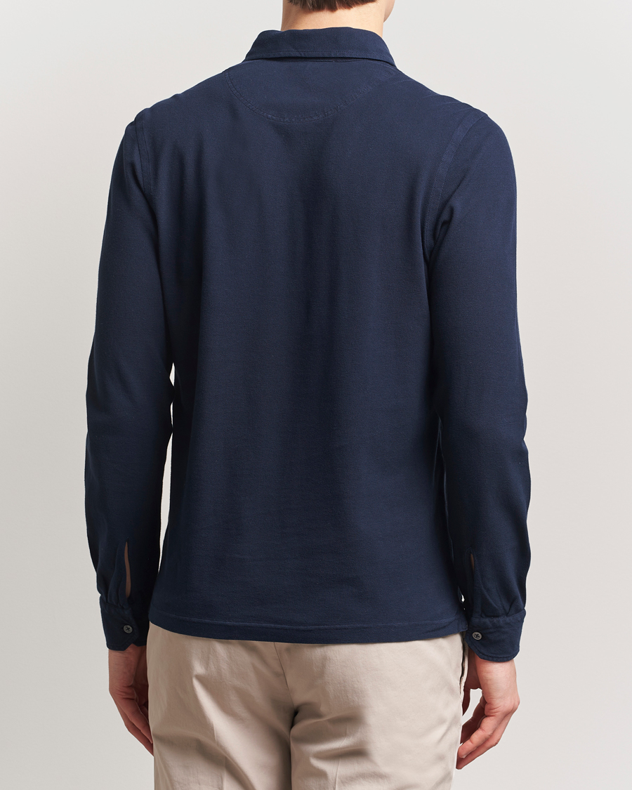 Herre | Pikéer | Gran Sasso | Washed Long Sleeve Polo Navy