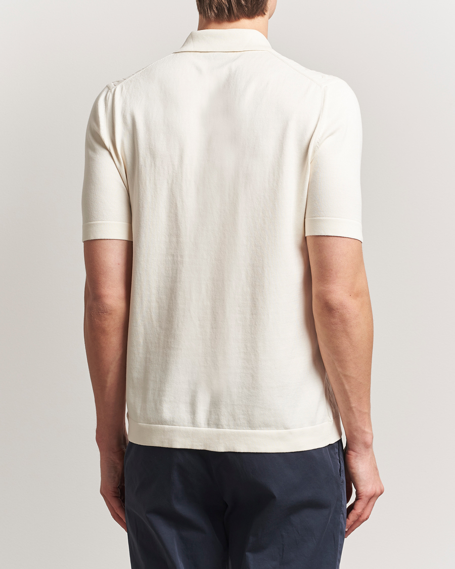Herre | Skjorter | Gran Sasso | Cotton Cable Knitted Short Sleeve Shirt Cream