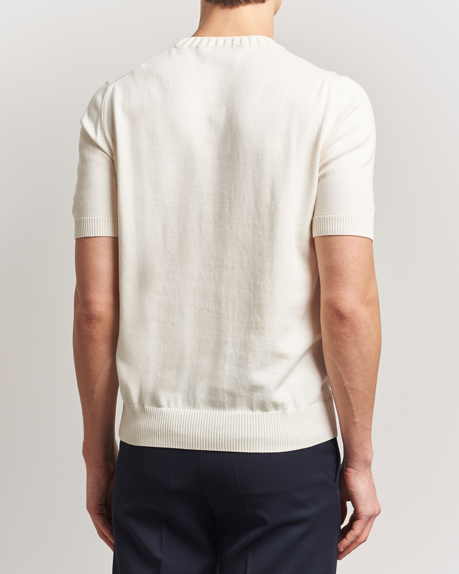 Herre | T-Shirts | Gran Sasso | Cotton Heavy Knitted Crew Neck T-Shirt Cream