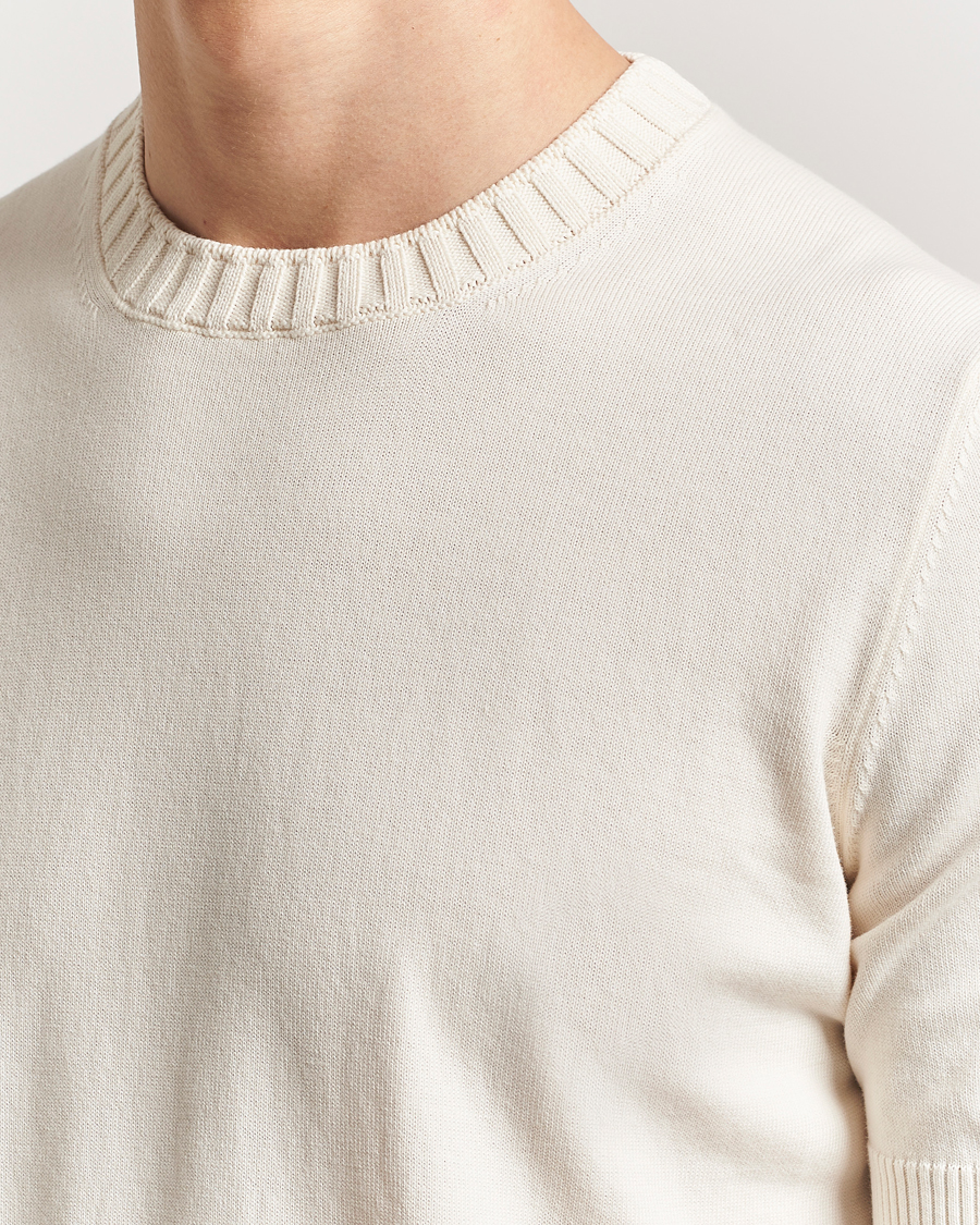 Herre | T-Shirts | Gran Sasso | Cotton Heavy Knitted Crew Neck T-Shirt Cream